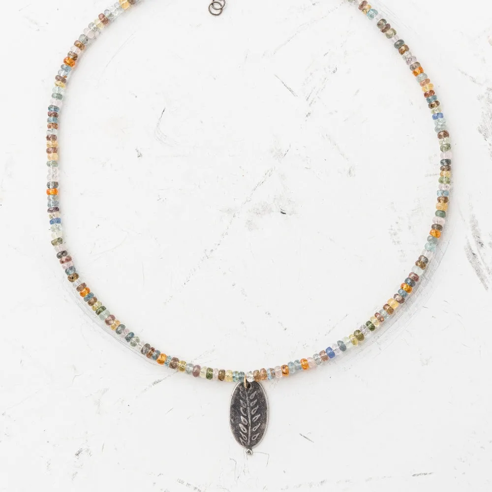 Silver Fern Oval Necklace on Montaña Gemstone Mix