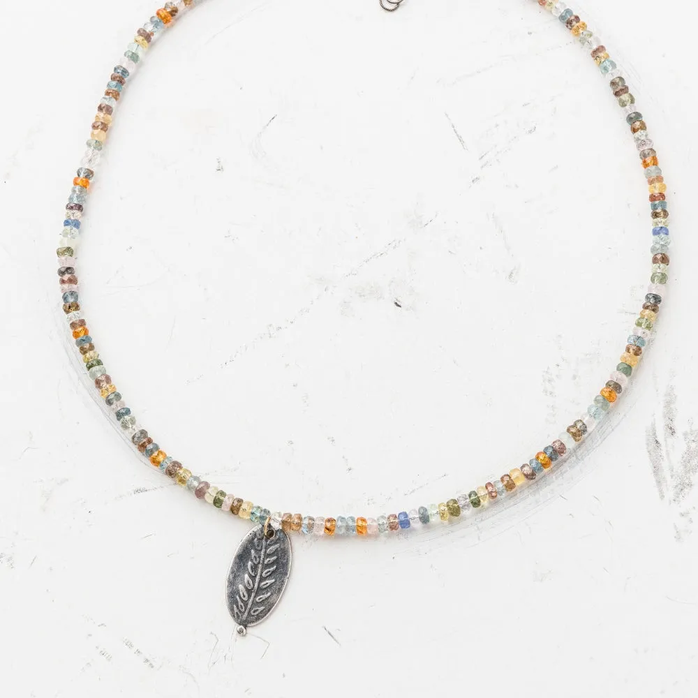 Silver Fern Oval Necklace on Montaña Gemstone Mix