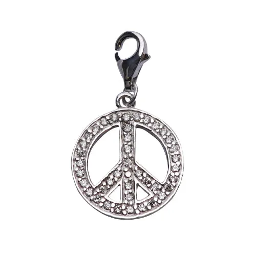 Silver Gemstone Peace Sign Earrings