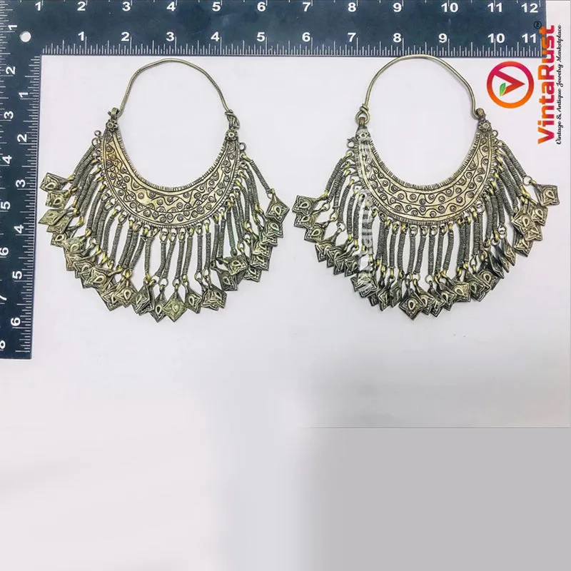 Silver Kuchi Vintage Massive Hoop Style Earrings