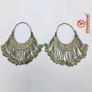 Silver Kuchi Vintage Massive Hoop Style Earrings