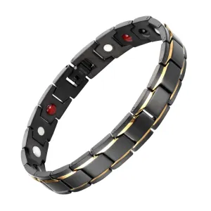 Stainless Steel Black With Gold Magnetic Bracelet