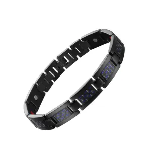Stainless Steel Blue Carbon Fiber Magnetic Bracelet