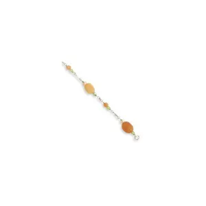 Sterling Silver Carnelian Peridot Cultured Pearl Bracelet