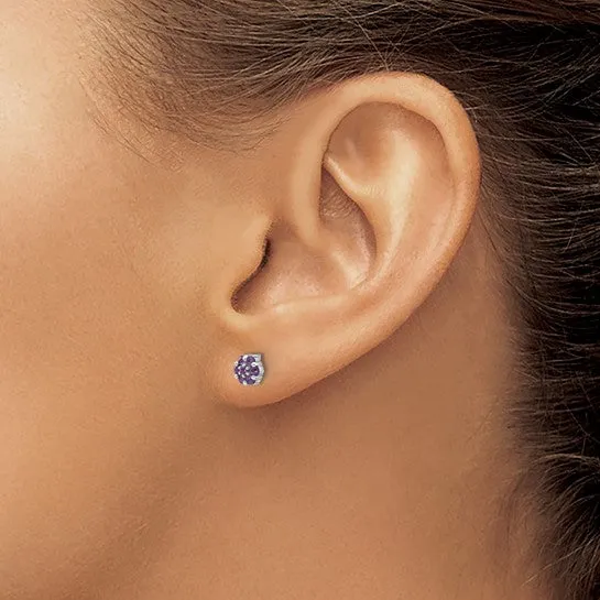 Sterling Silver Gemstone Flower Post Earrings