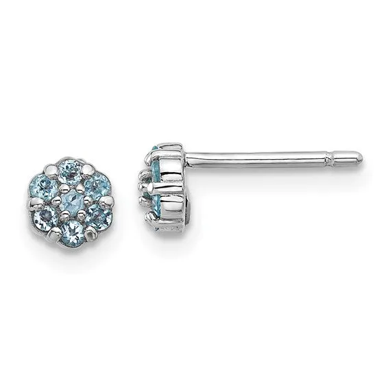 Sterling Silver Gemstone Flower Post Earrings