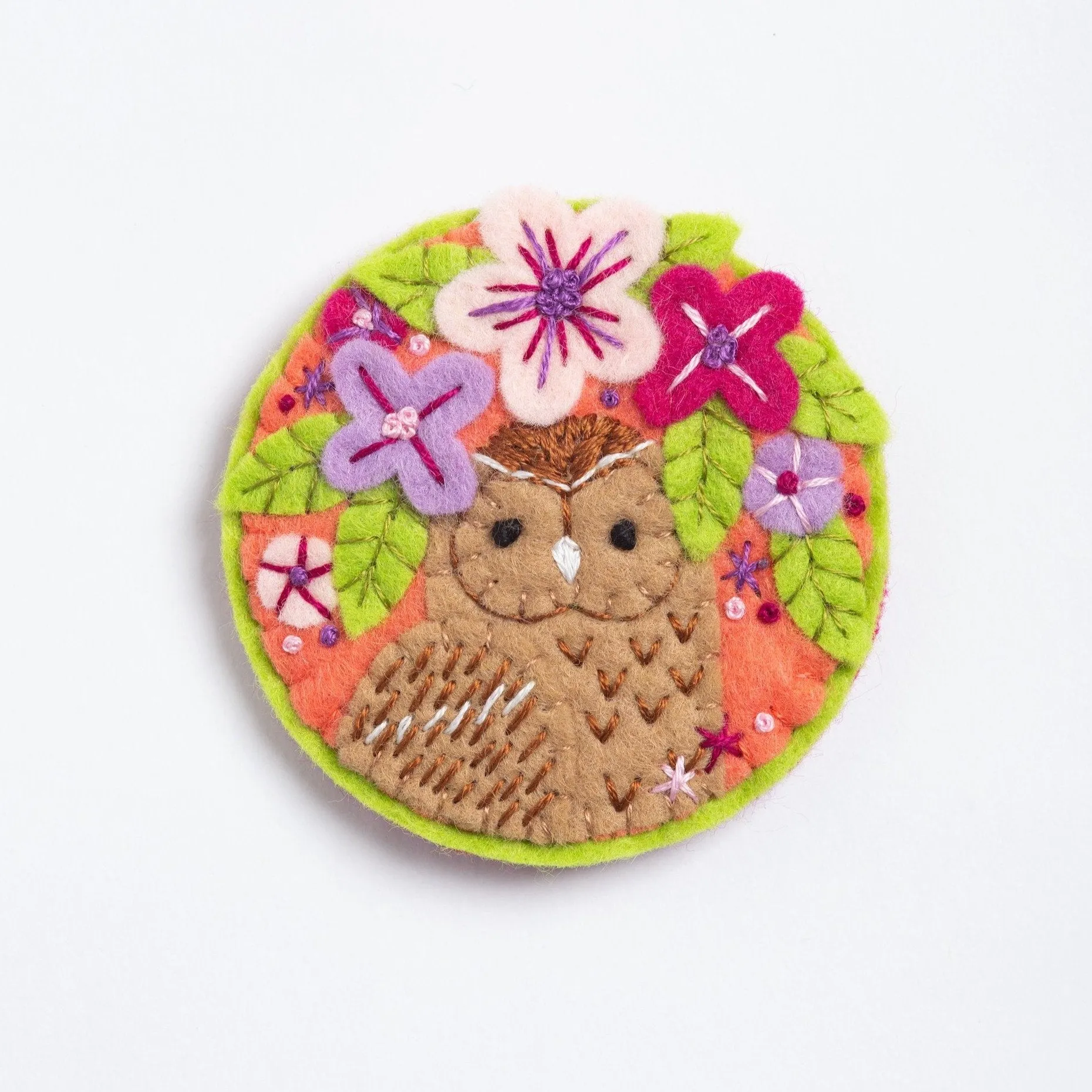 Tawny Owl Felt Craft Brooch Kit