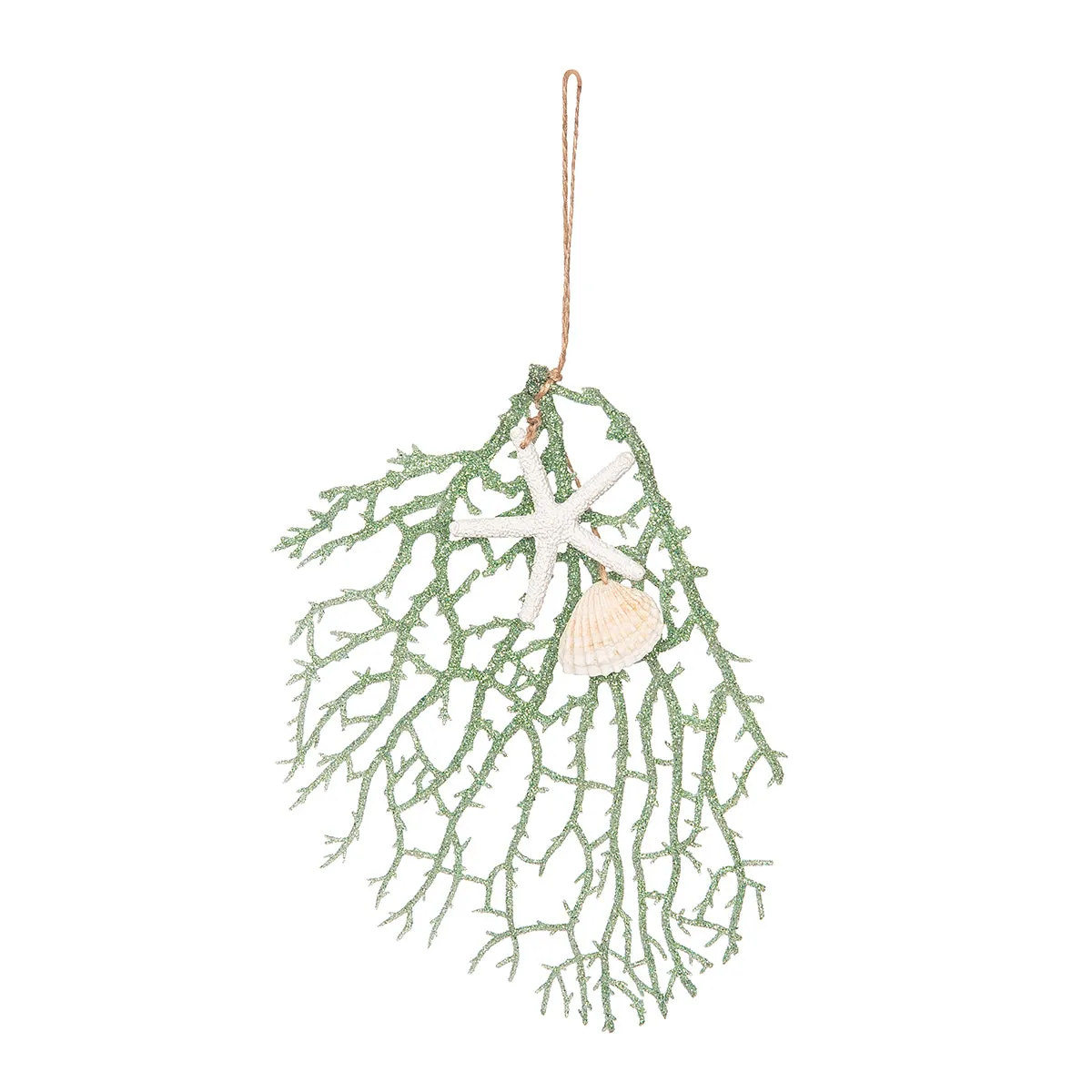 Teal Shell Coral Swag Drop Ornament