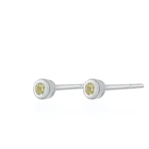 Teeny Tiny August Birthstone Stud Earrings - Silver/Peridot - SPSESBSPER
