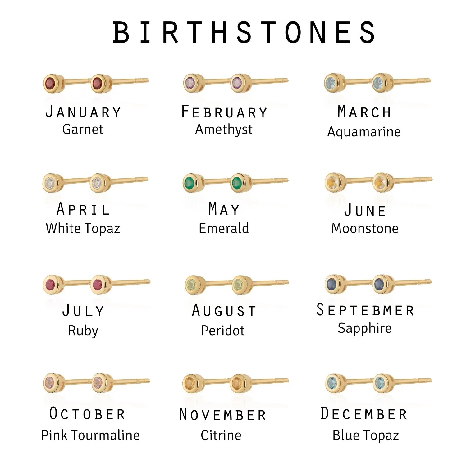 Teeny Tiny August Birthstone Stud Earrings - Silver/Peridot - SPSESBSPER