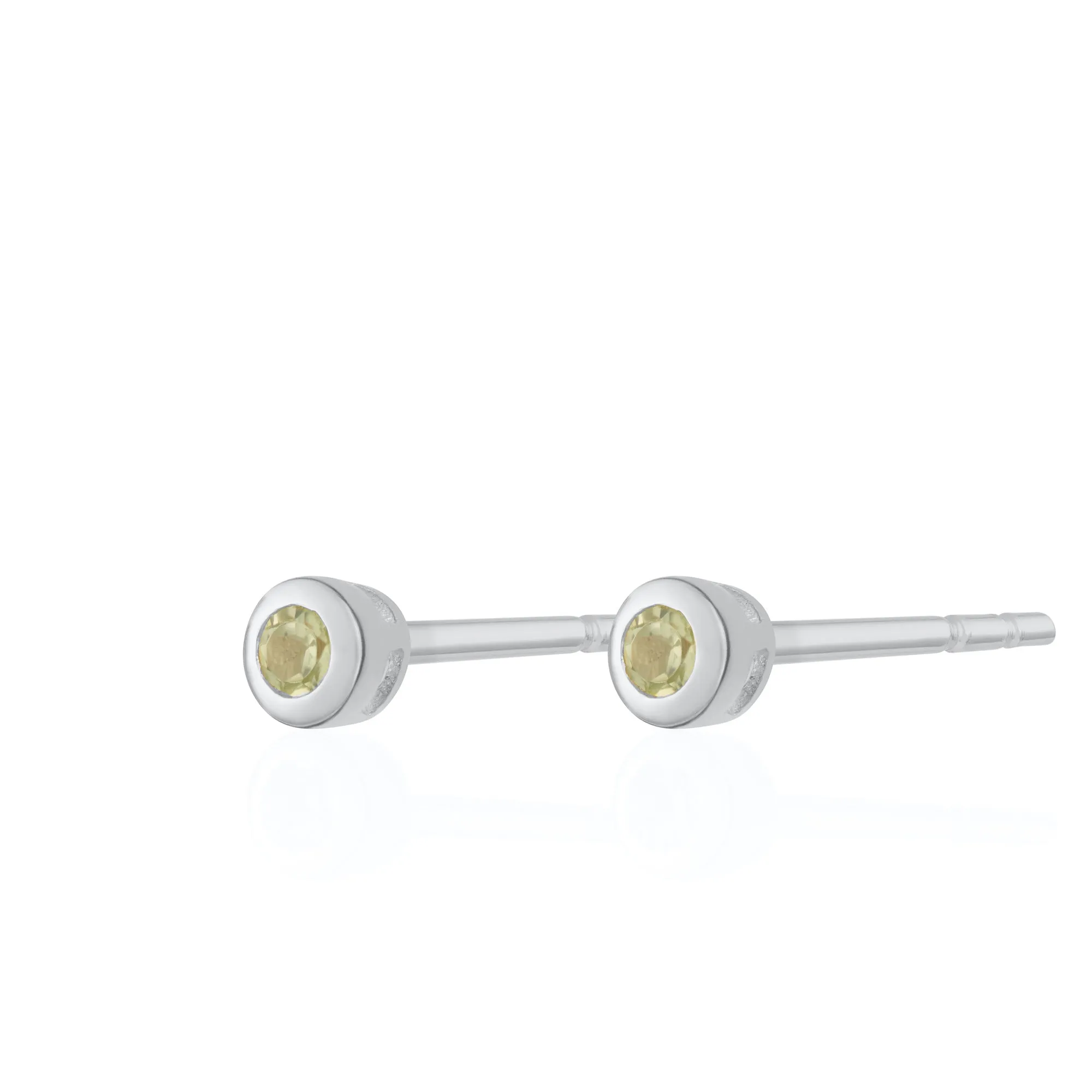 Teeny Tiny August Birthstone Stud Earrings - Silver/Peridot - SPSESBSPER