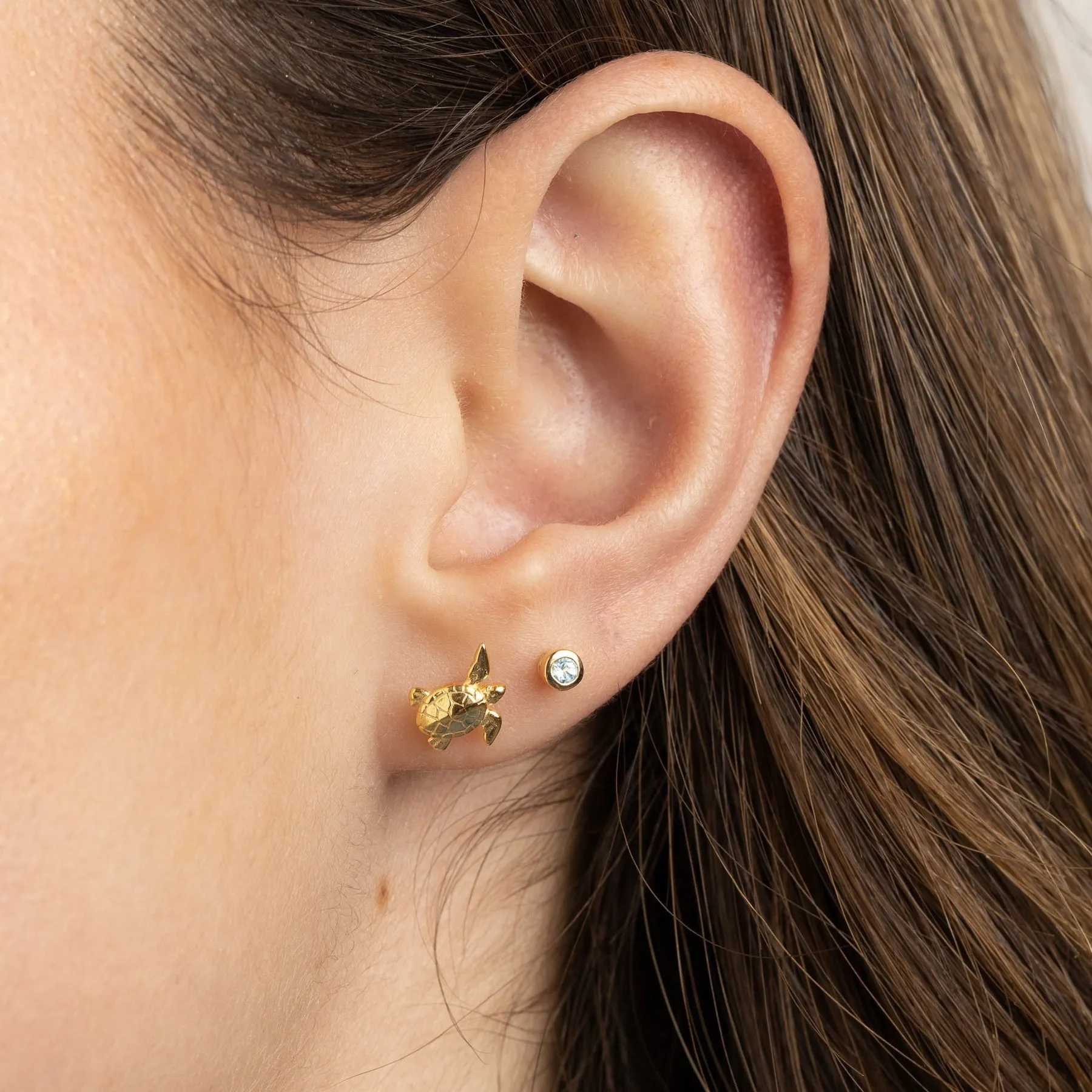 Teeny Tiny August Birthstone Stud Earrings - Silver/Peridot - SPSESBSPER