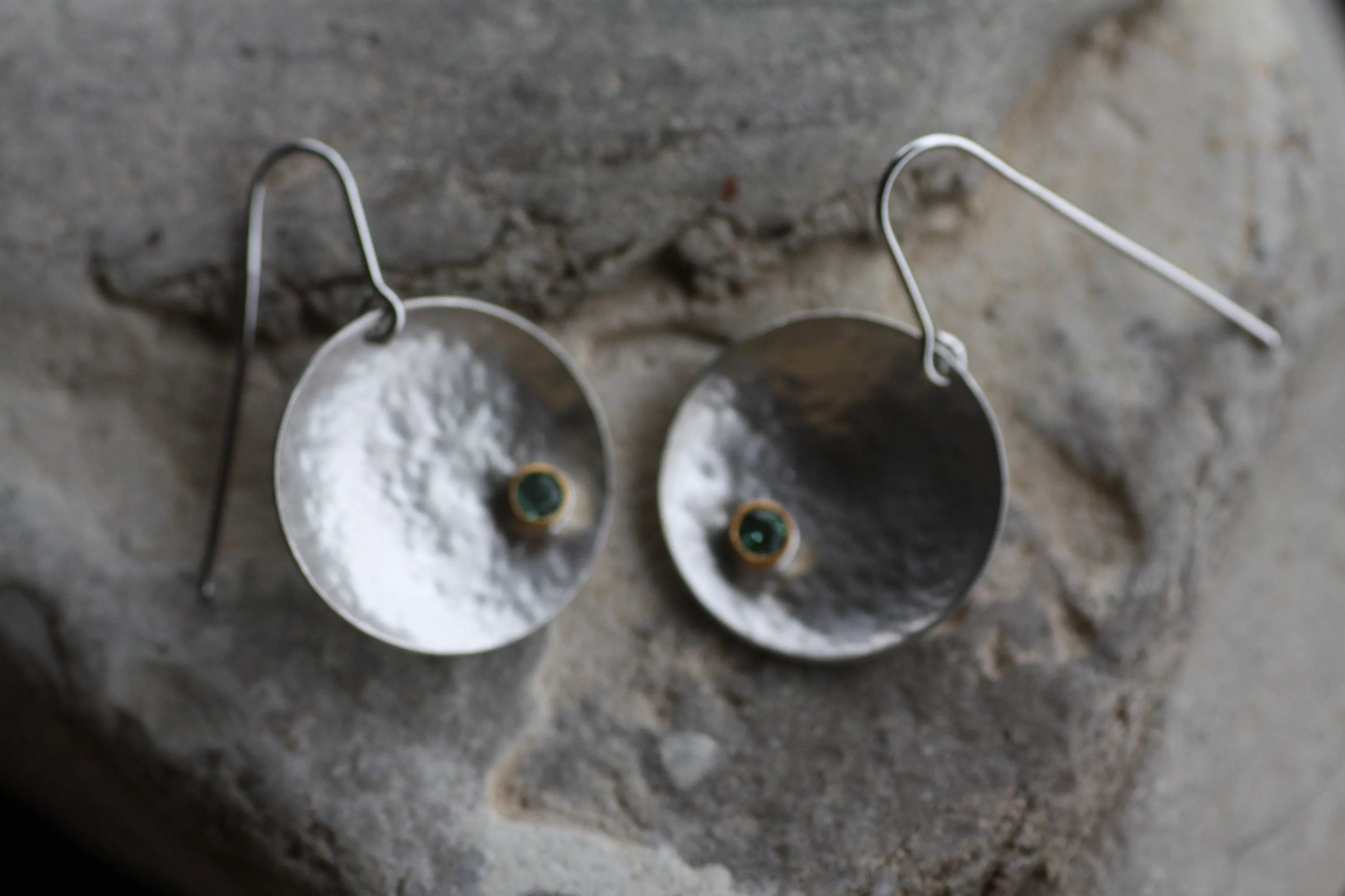 Tourmaline earrings, Silver & Gold