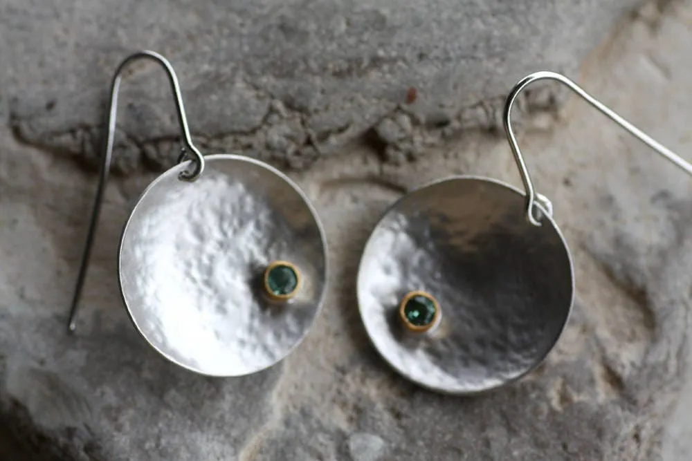 Tourmaline earrings, Silver & Gold