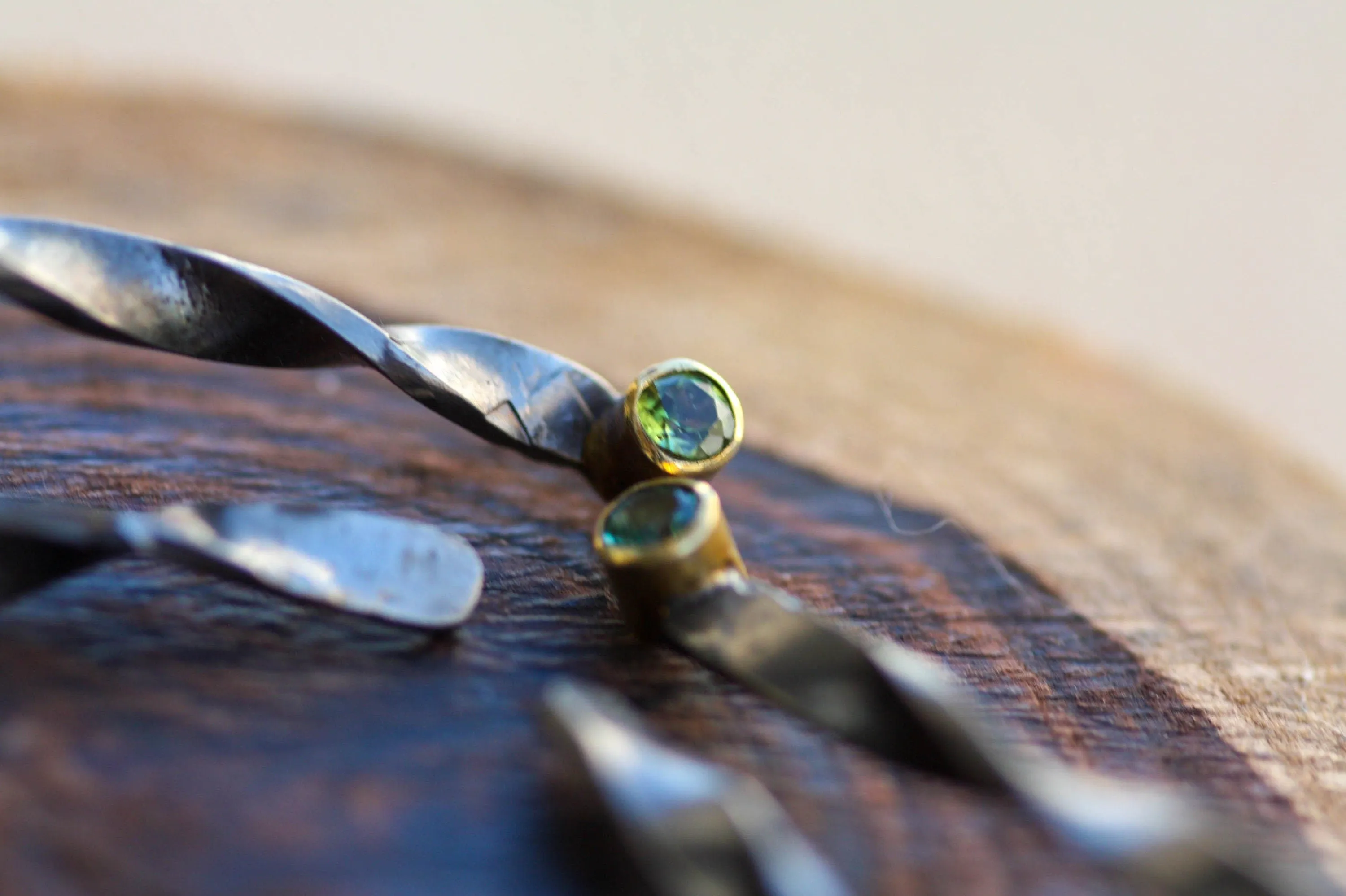 Tourmaline silver Mismatch earrings