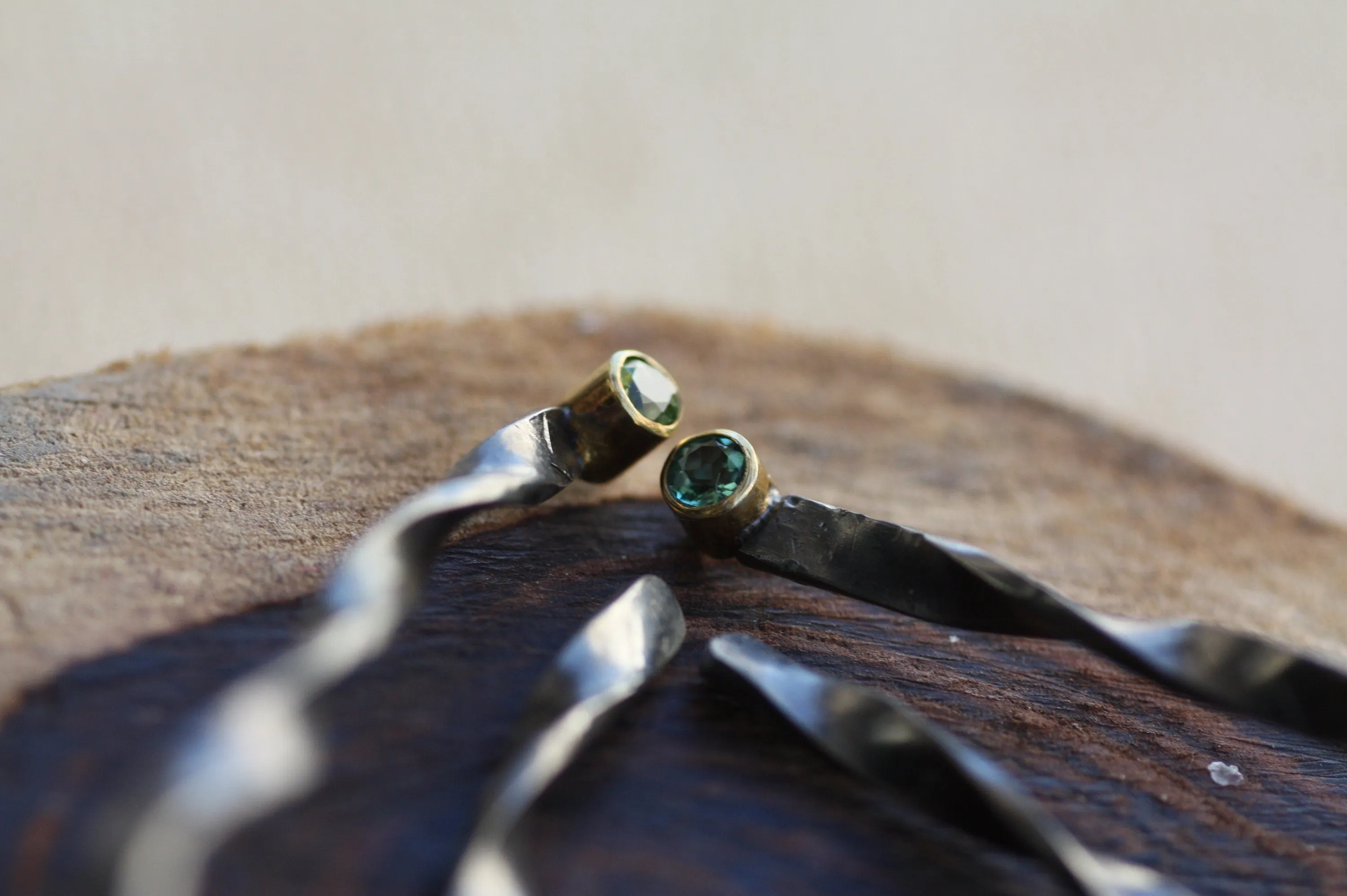 Tourmaline silver Mismatch earrings