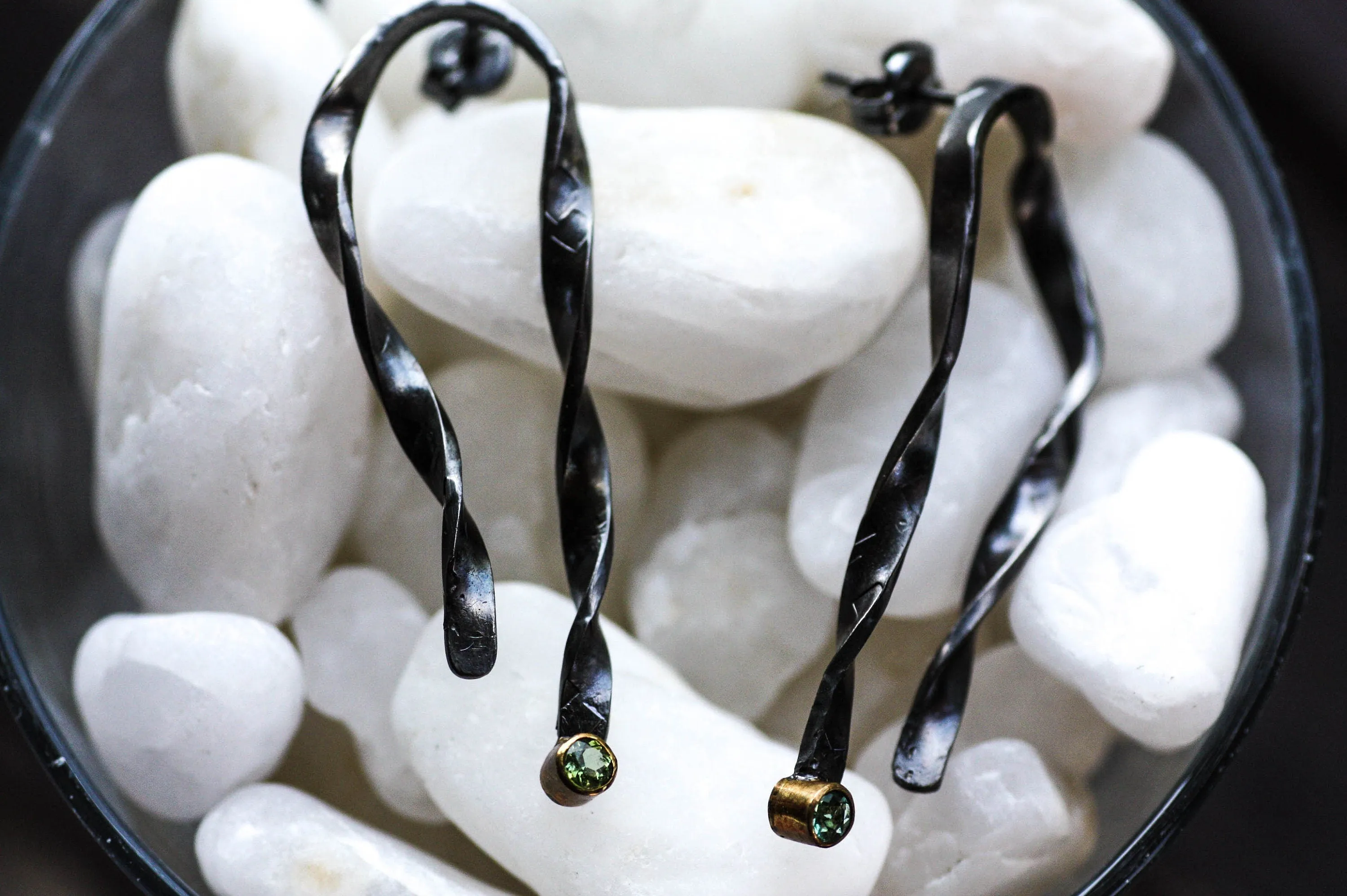 Tourmaline silver Mismatch earrings
