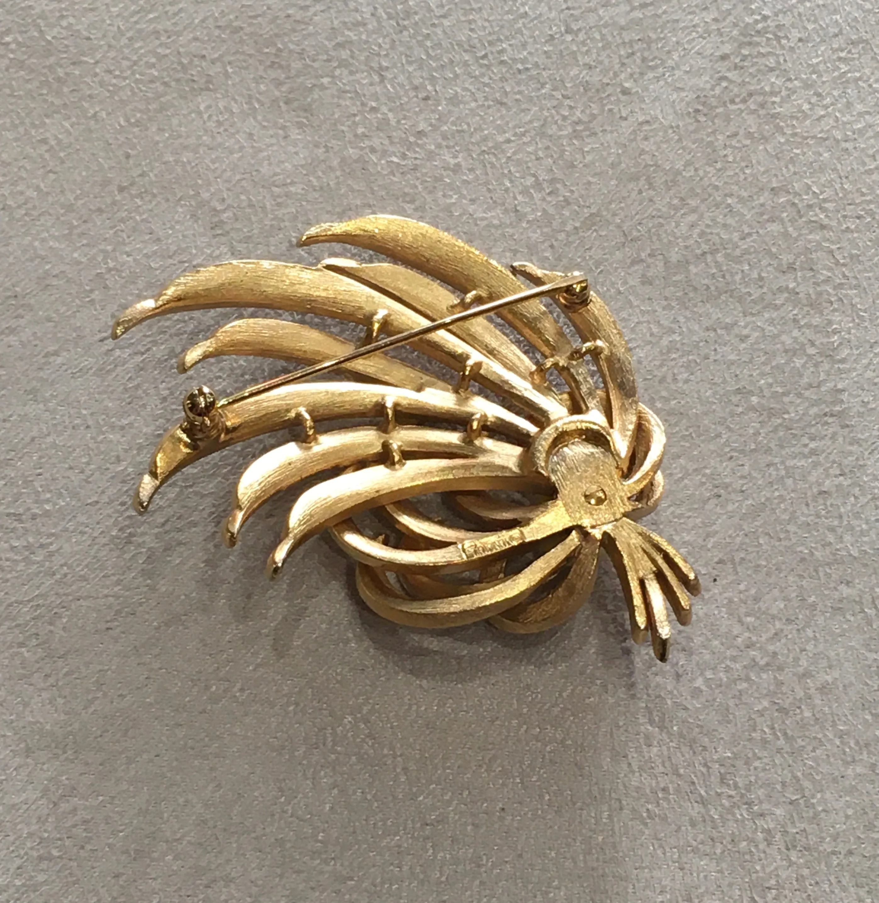 Trifari Vintage Pearl Leafy Spray Brooch