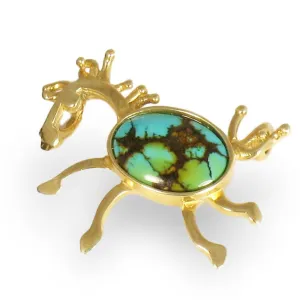 Turquoise and Gold Crazy Horse Necklace