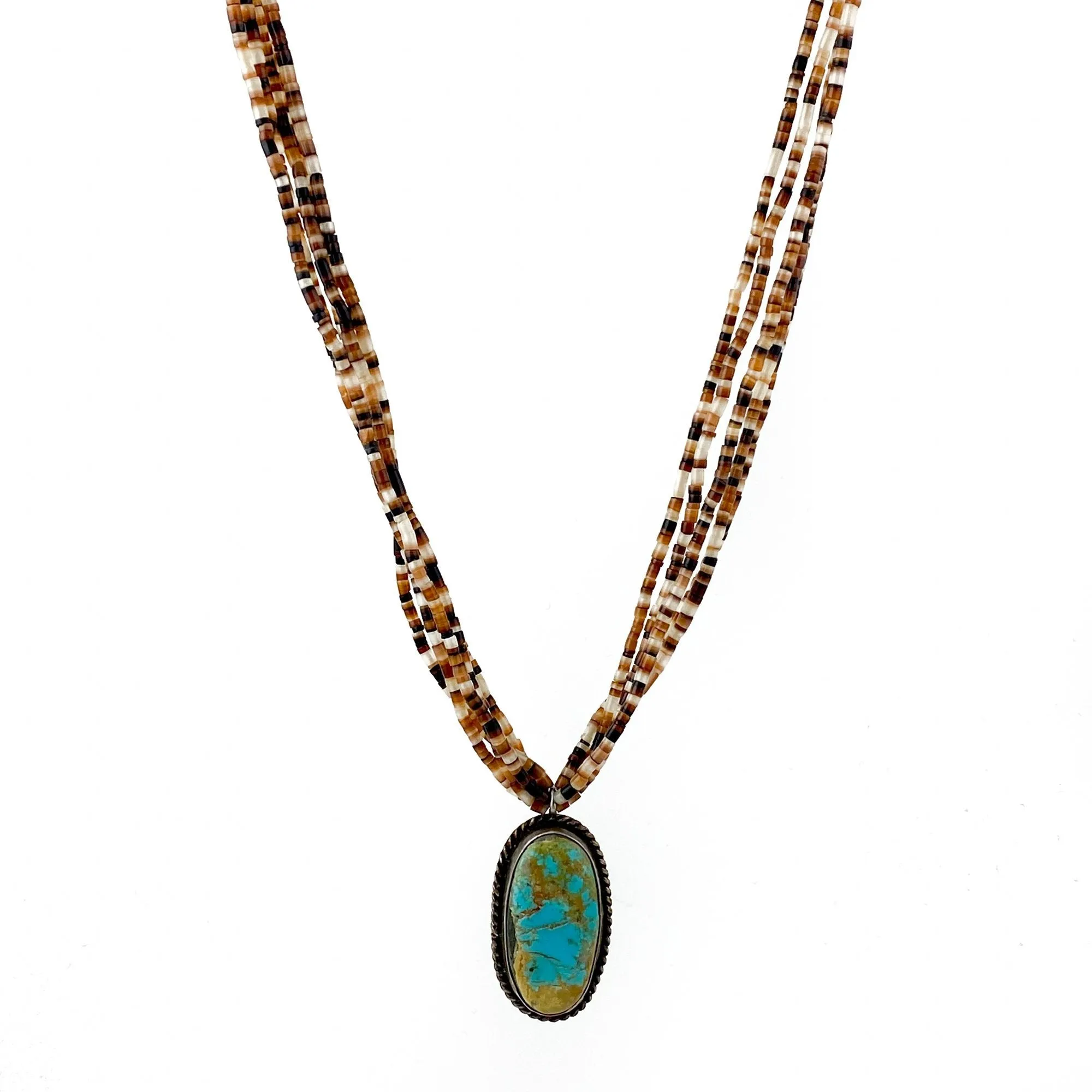 Turquoise Pendant Heishi Necklace