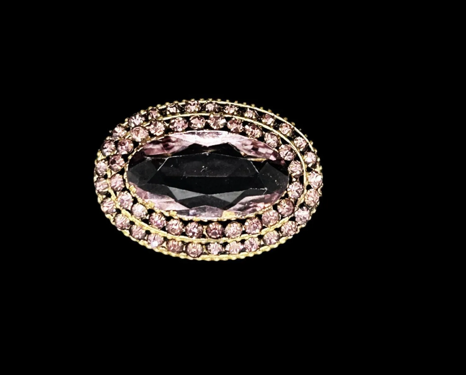 Vintage Czech Layered Brooch with Shades of Violet Stones