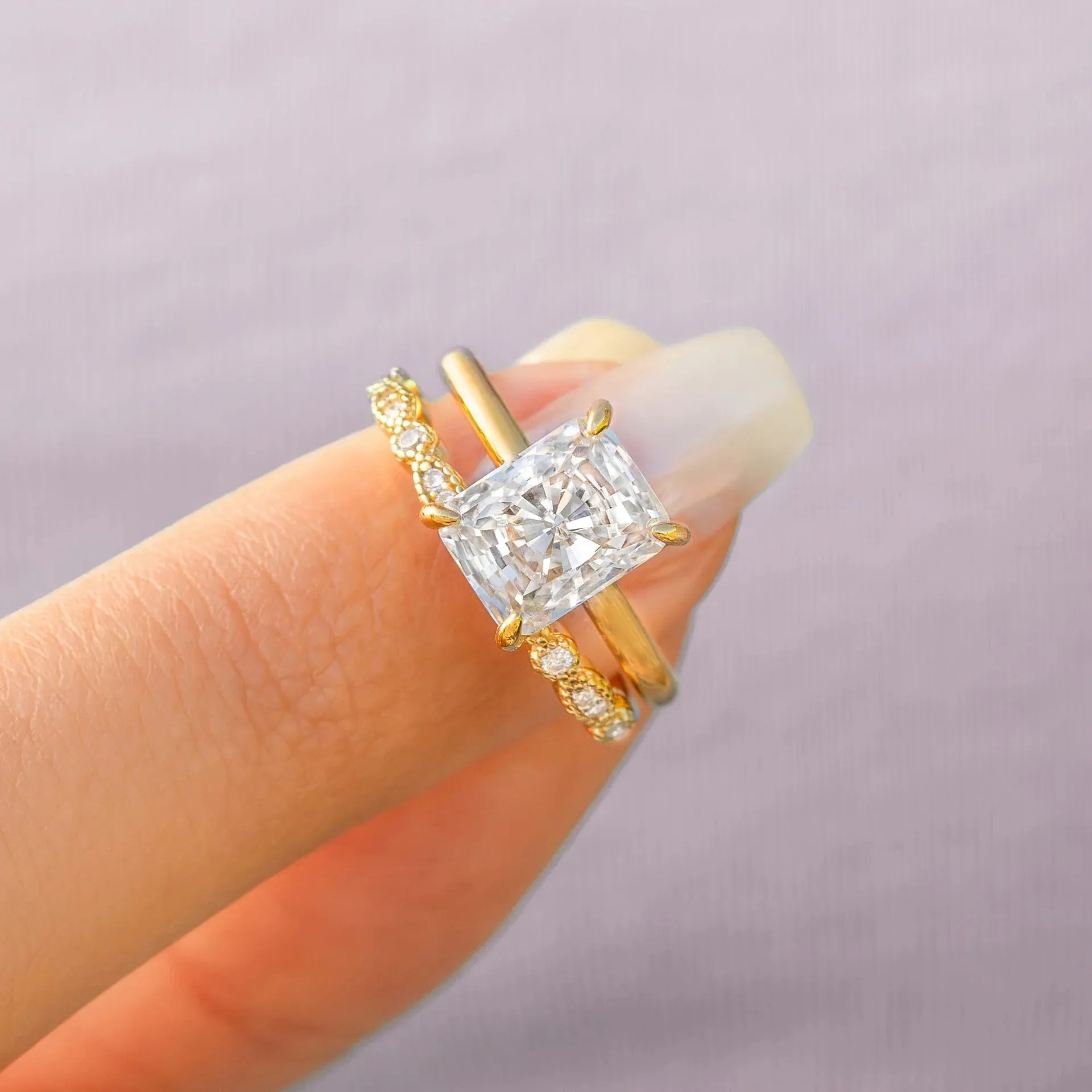 Vintage Half Eternity Wedding Band - Gold