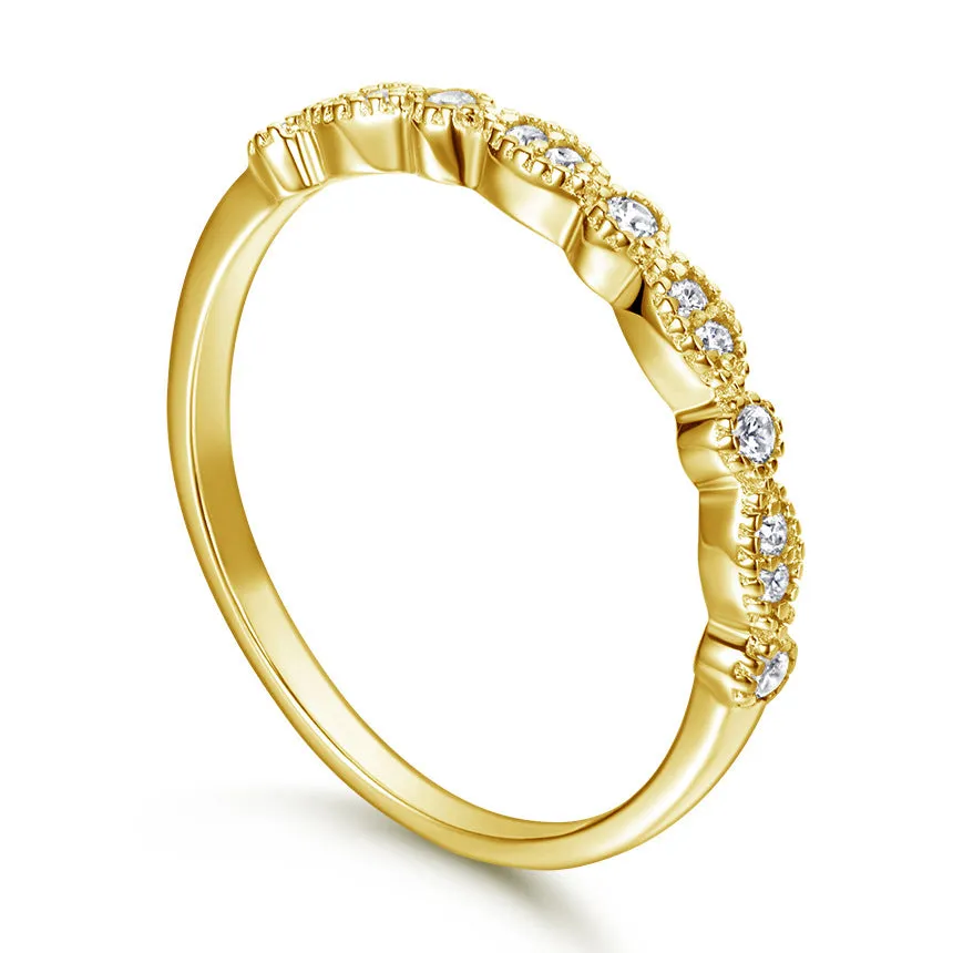 Vintage Half Eternity Wedding Band - Gold