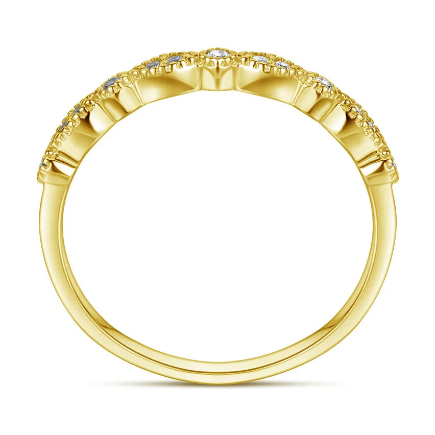 Vintage Half Eternity Wedding Band - Gold