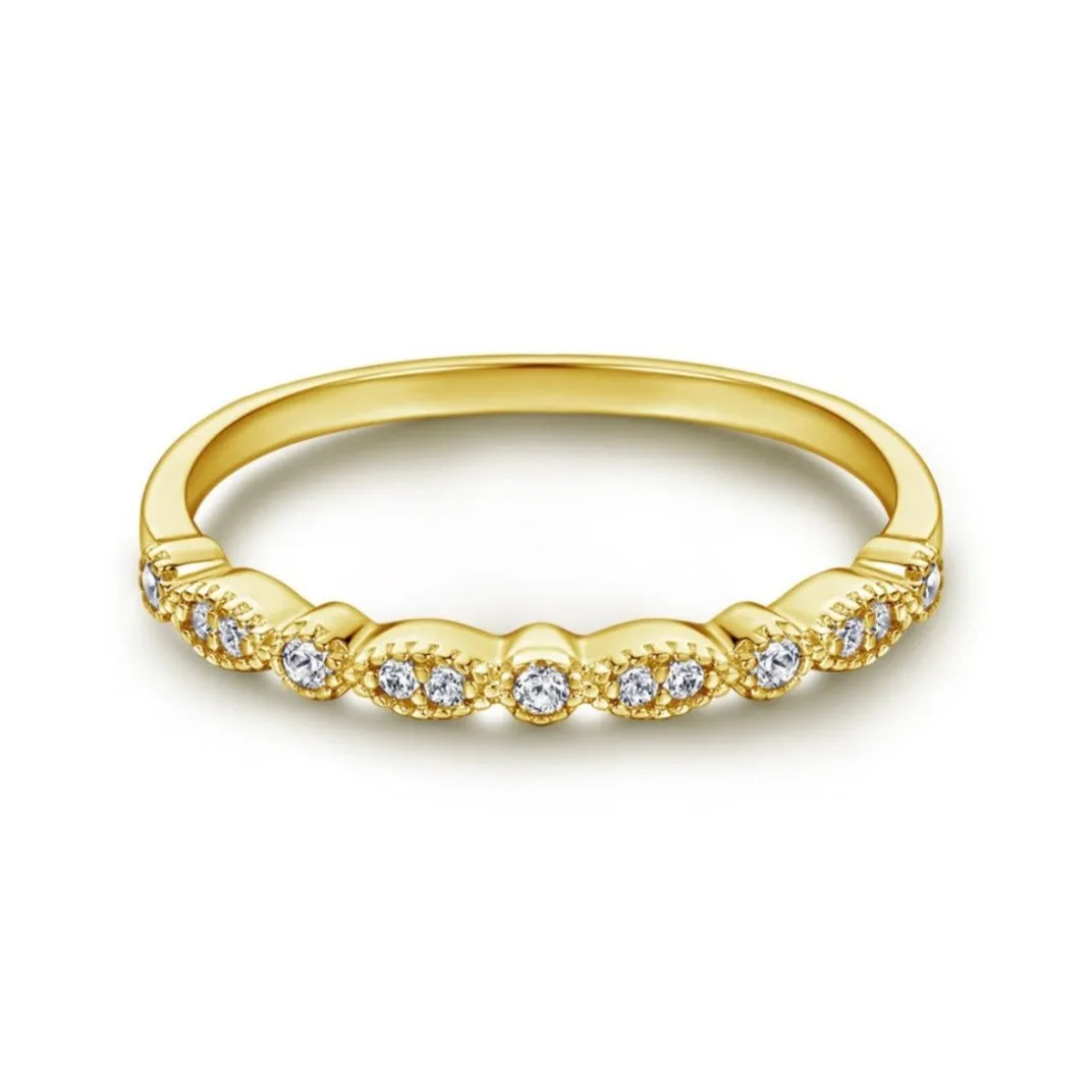Vintage Half Eternity Wedding Band - Gold