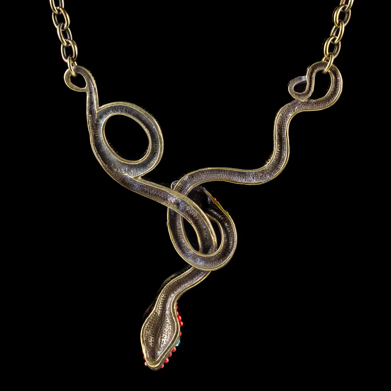 Vintage Snake Pendant Lavaliere Necklace