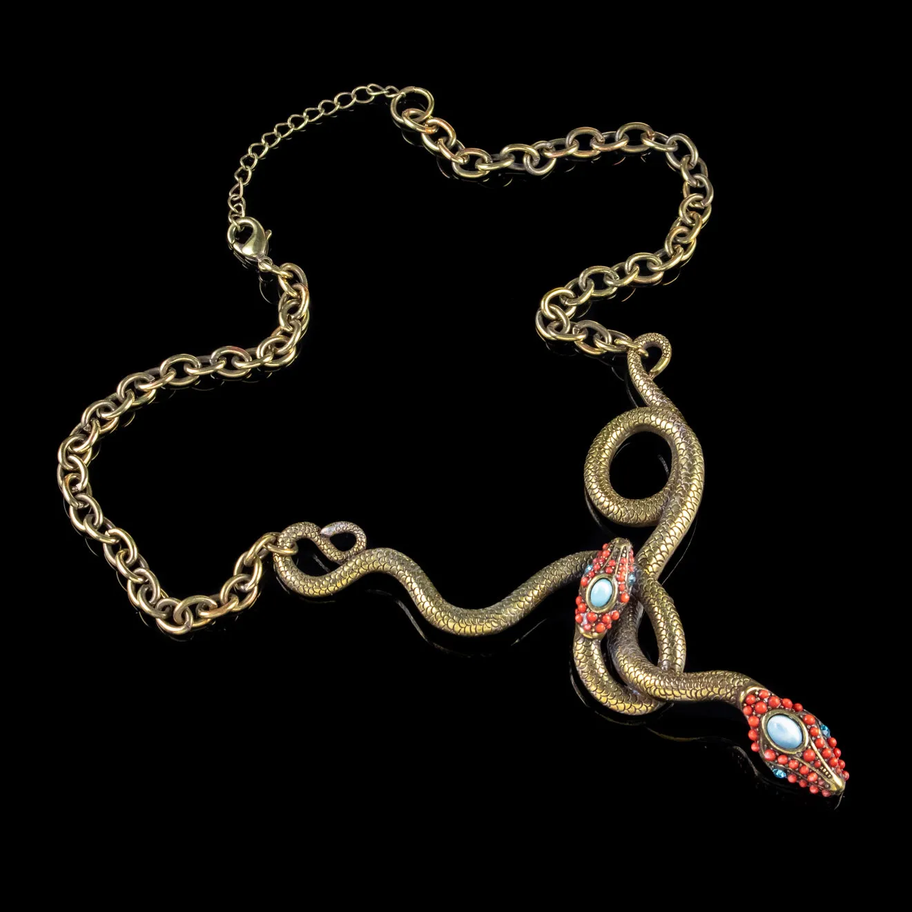 Vintage Snake Pendant Lavaliere Necklace