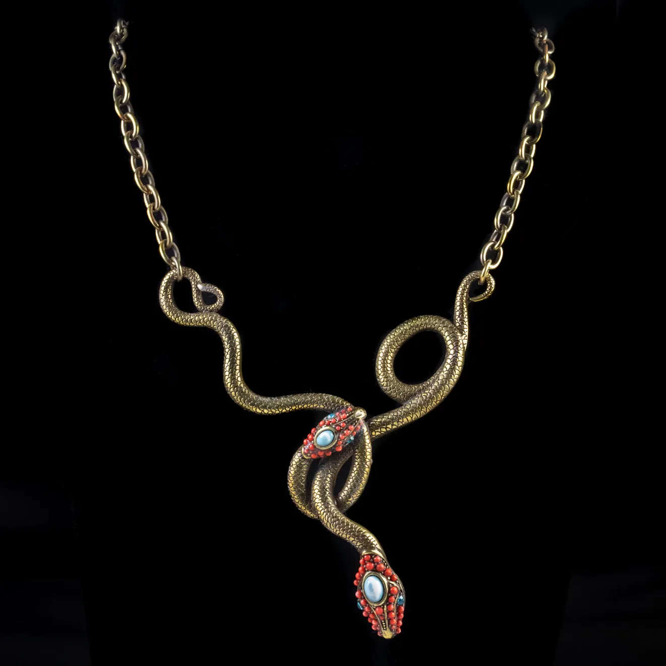 Vintage Snake Pendant Lavaliere Necklace
