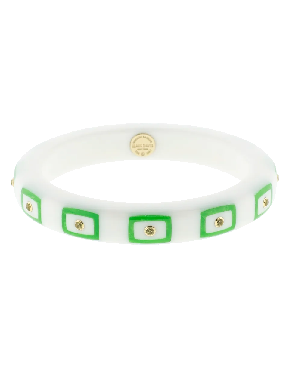 White Staron And Green Bakelite Bangle