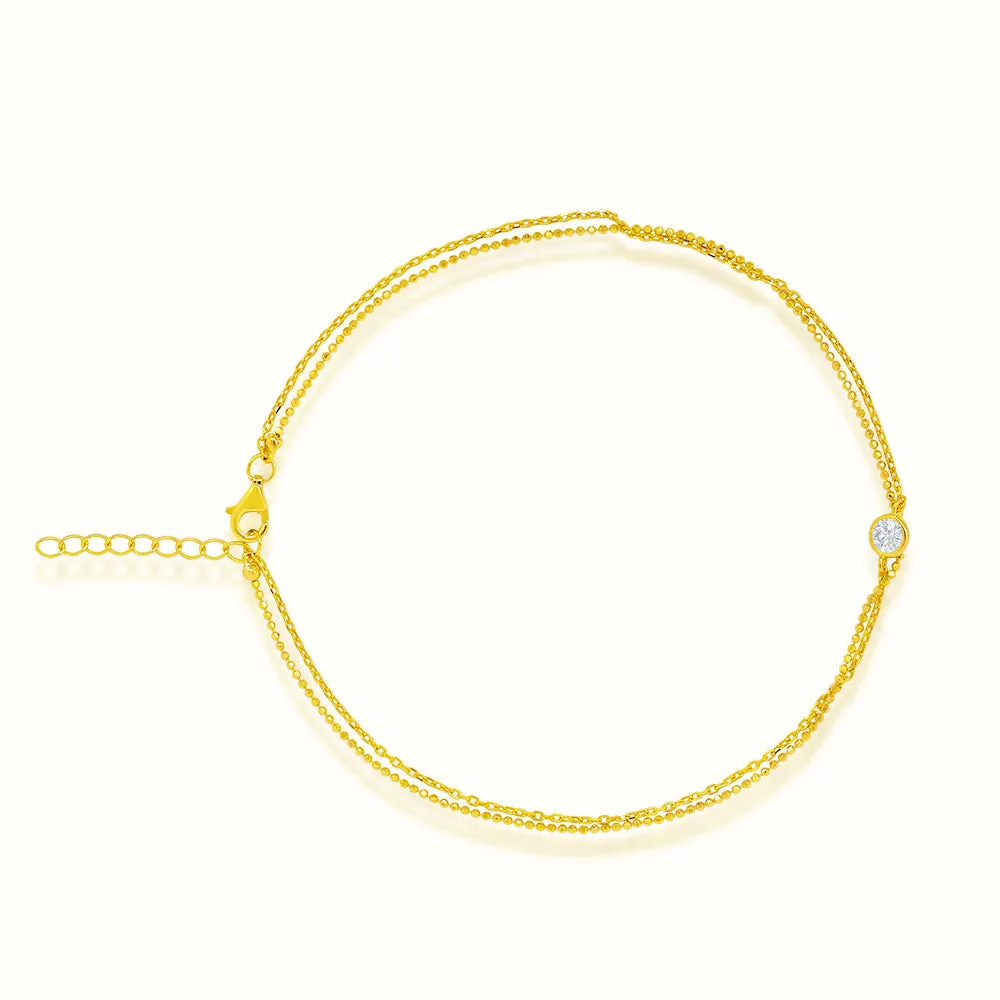 Women's Vermeil Bezel Single Diamond Anklet
