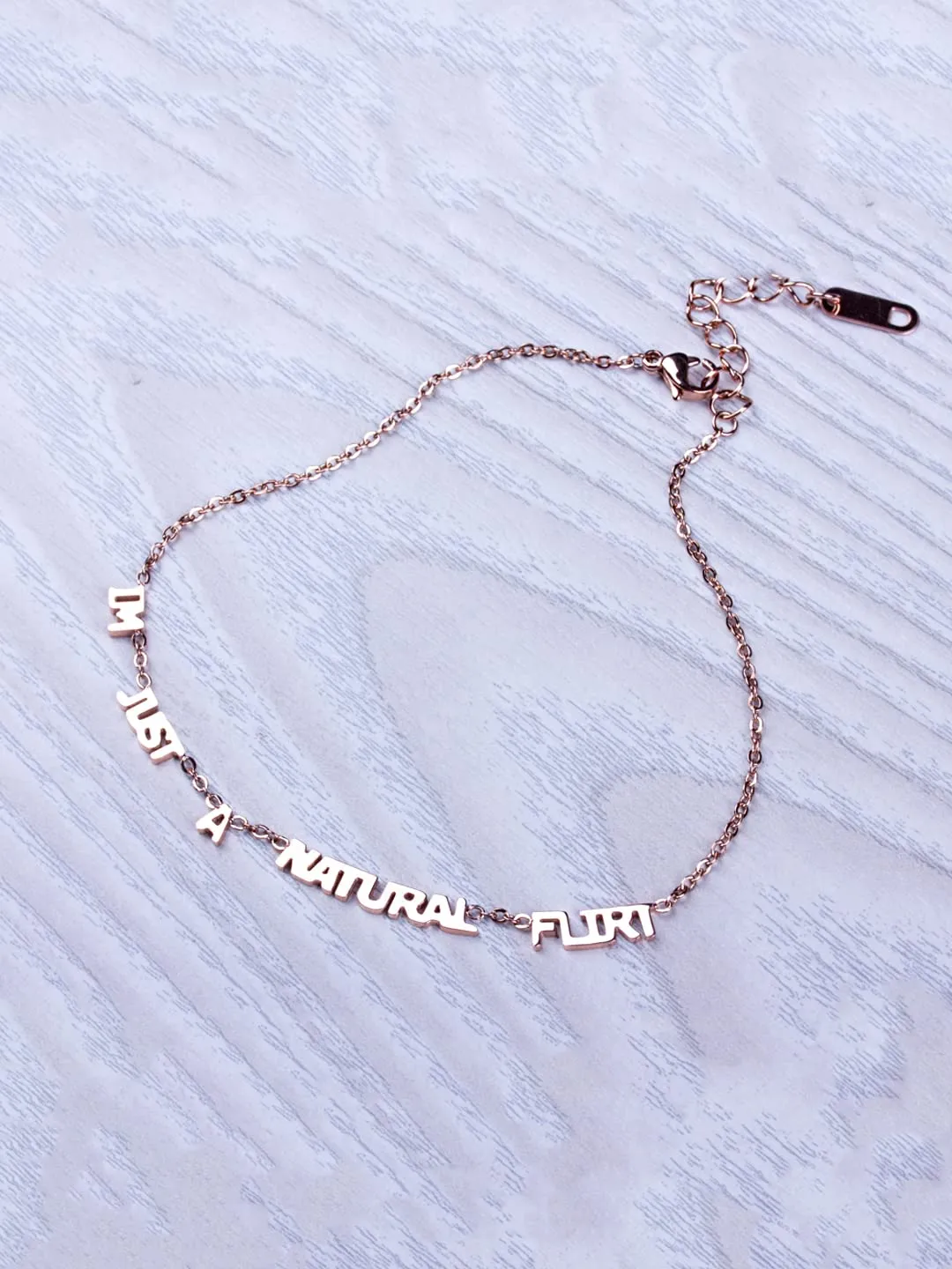 Yellow Chimes Anklets for Women Rose Gold-Plated Stainless Steel I'm Just A Natural Flirt Fashion Anklet For Women and Girls