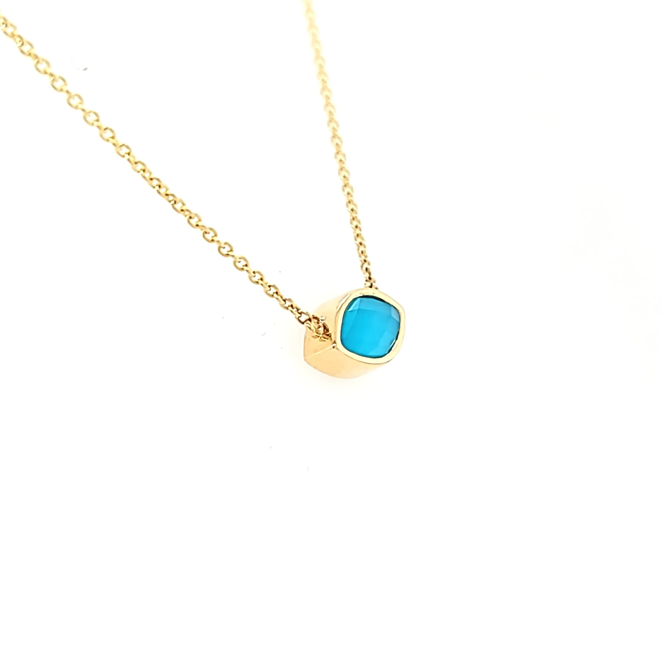 Yellow Gold Marquise Turquoise Necklace (I7689)